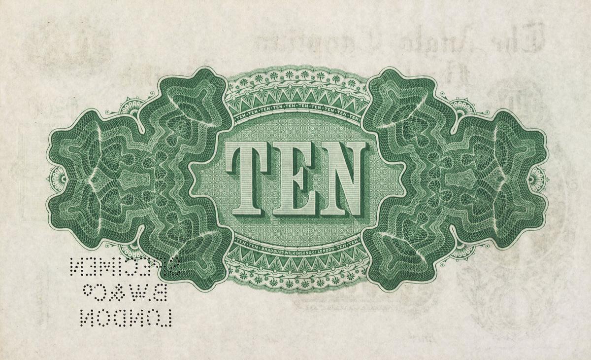 Back of Malta pS104s: 10 Pounds from 1866