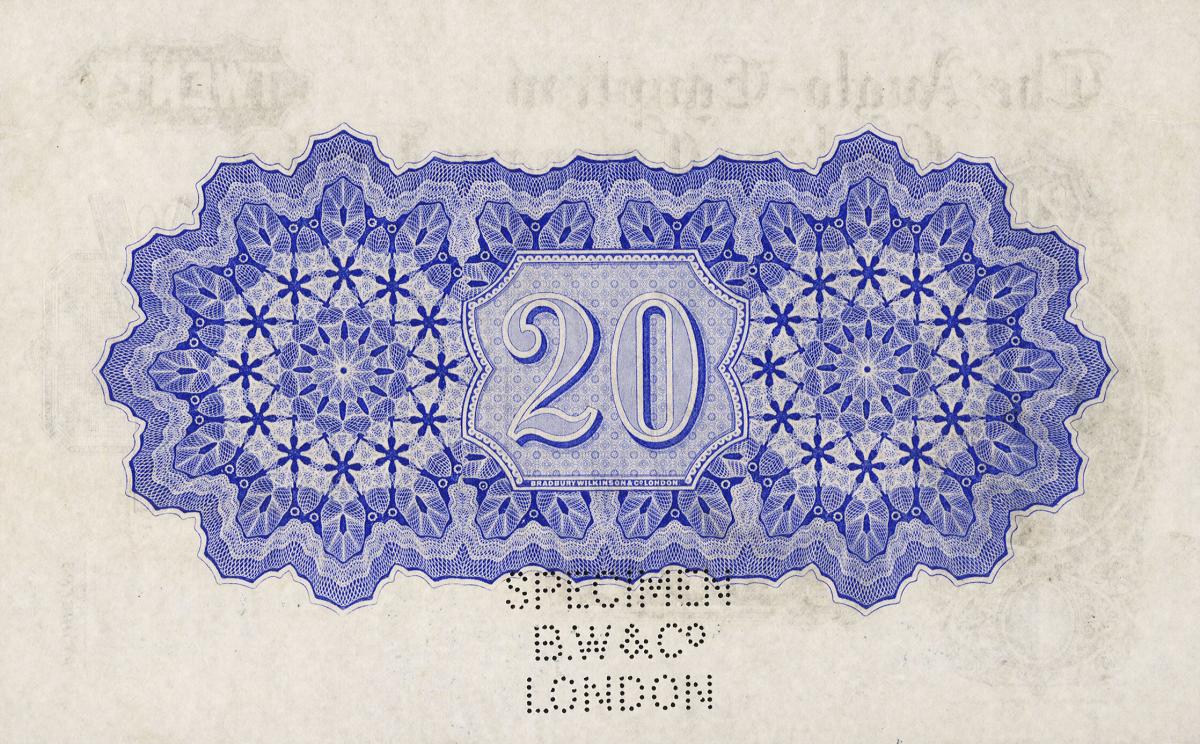 Back of Malta pS105s: 20 Pounds from 1866