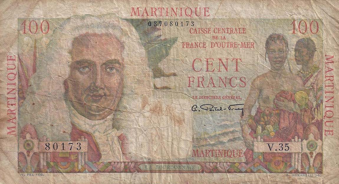 Front of Martinique p31a: 100 Francs from 1947