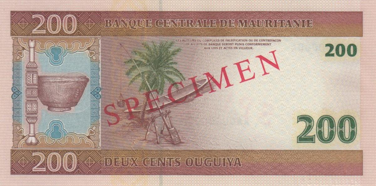Back of Mauritania p11s: 200 Ouguiya from 2004