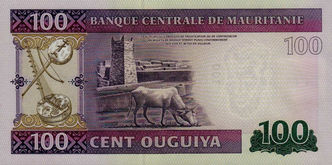 Back of Mauritania p16a: 100 Ouguiya from 2011