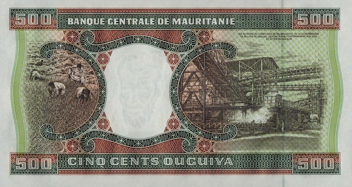 Back of Mauritania p8c: 500 Ouguiya from 2002