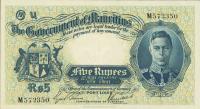 p22 from Mauritius: 5 Rupees from 1937