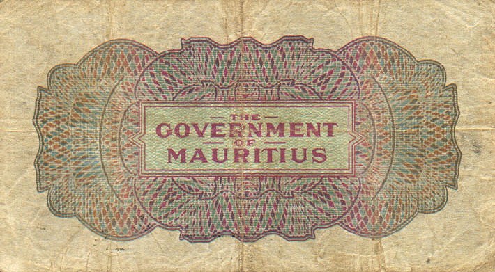 Back of Mauritius p26a: 1 Rupee from 1940