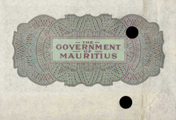 Back of Mauritius p26r: 1 Rupee from 1940
