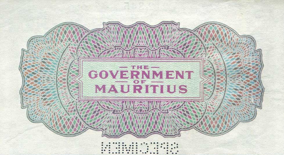 Back of Mauritius p26s: 1 Rupee from 1940