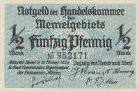 Gallery image for Memel p1: 0.5 Mark from 1922