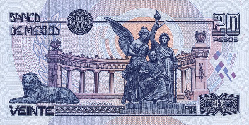 Back of Mexico p106a: 20 Pesos from 1994