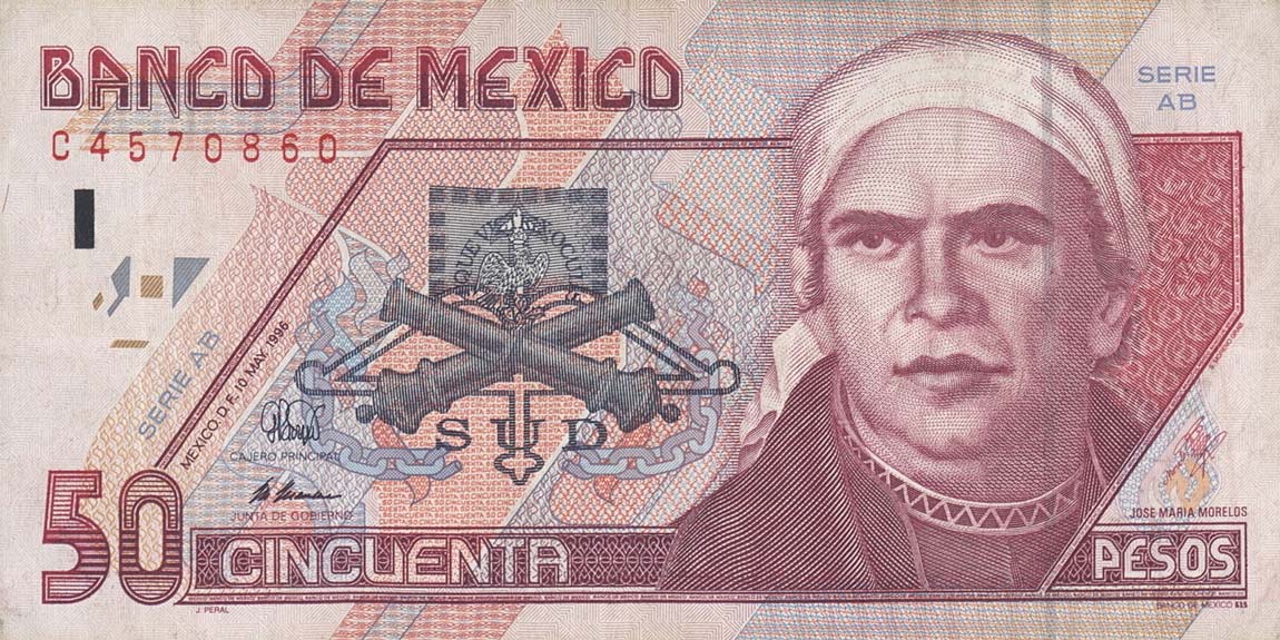Front of Mexico p107b: 50 Pesos from 1996