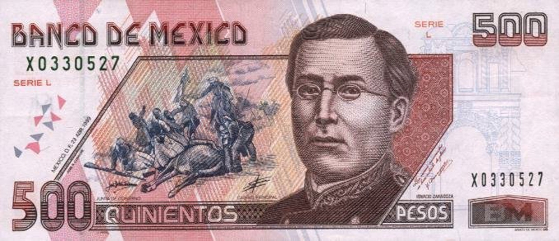 Front of Mexico p110d: 500 Pesos from 1999