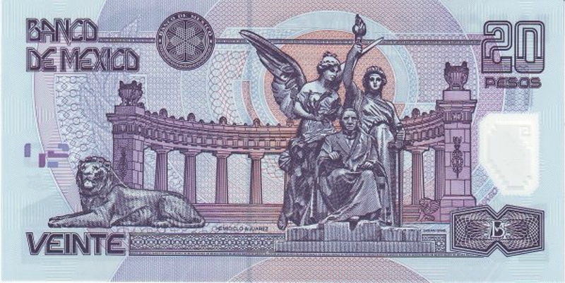 Back of Mexico p116c: 20 Pesos from 2002