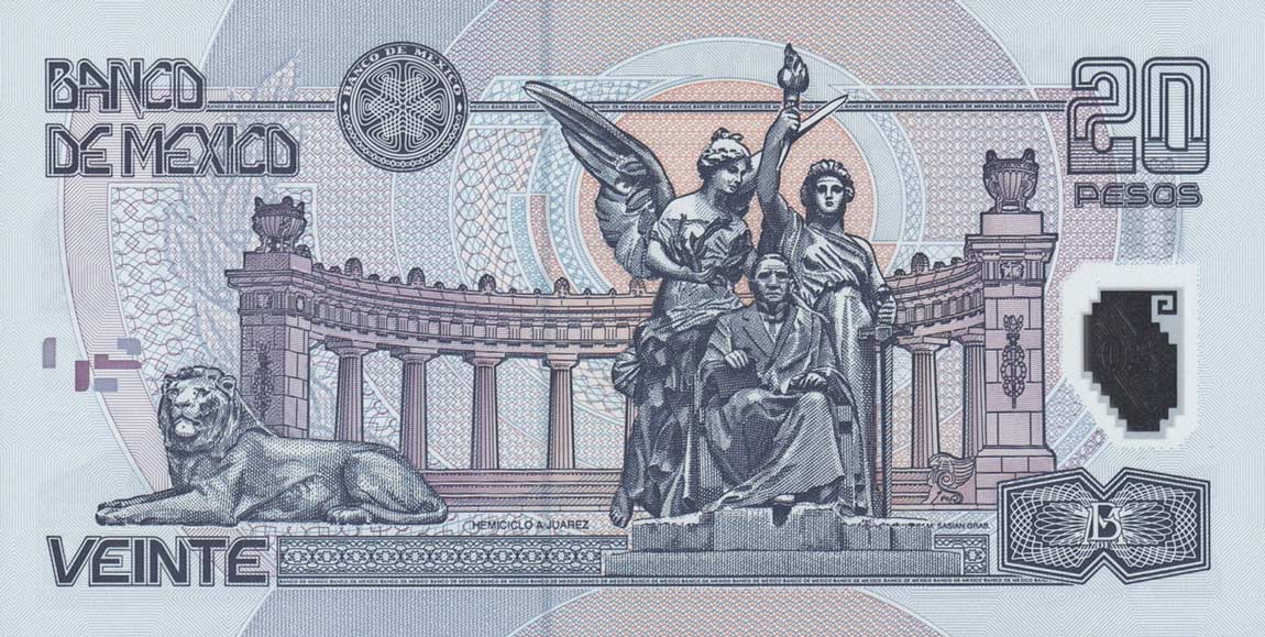 Back of Mexico p116d: 20 Pesos from 2003
