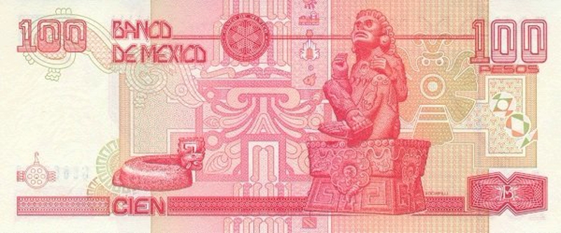 Back of Mexico p118i: 100 Pesos from 2006