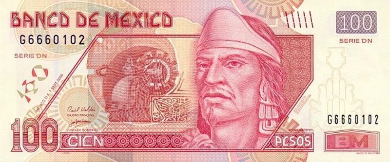 Front of Mexico p118i: 100 Pesos from 2006