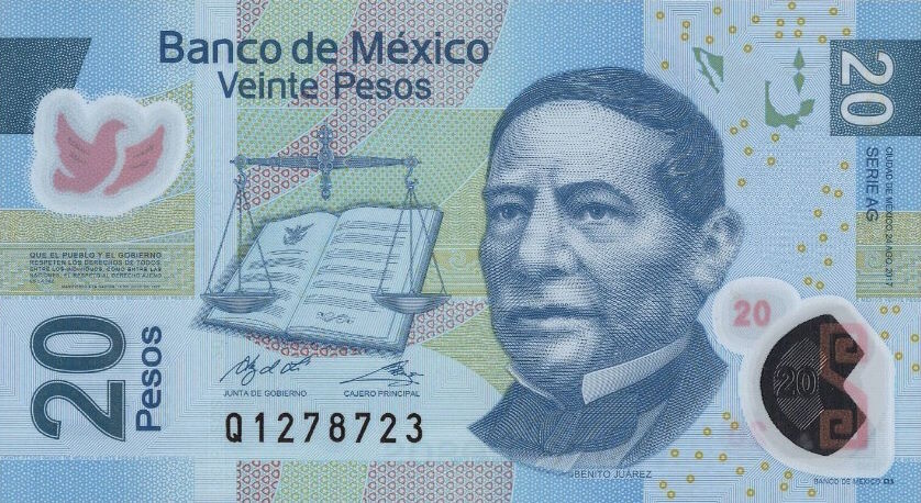 Front of Mexico p122ag: 20 Pesos from 2017