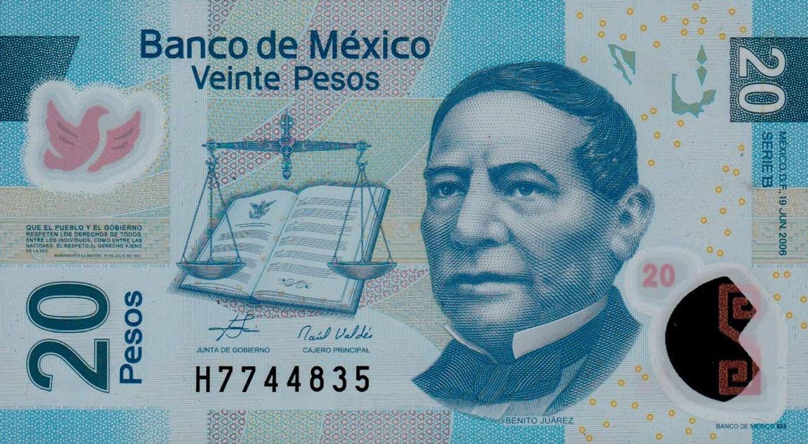 Front of Mexico p122b: 20 Pesos from 2006