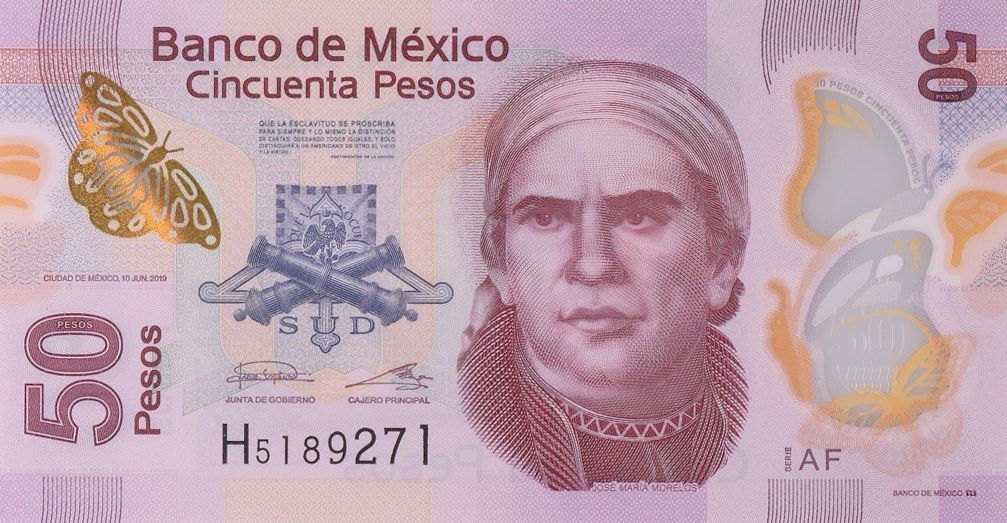 Front of Mexico p123Aaf: 50 Pesos from 2019