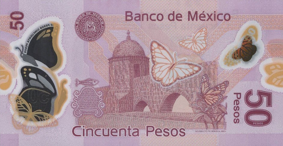 Back of Mexico p123Aah: 50 Pesos from 2019