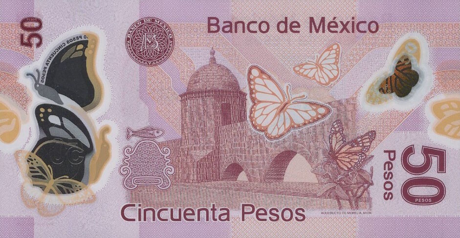 Back of Mexico p123As: 50 Pesos from 2015