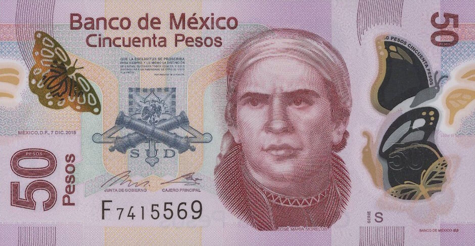 Front of Mexico p123As: 50 Pesos from 2015