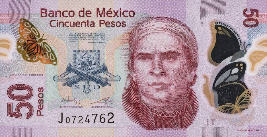 Front of Mexico p123At: 50 Pesos from 2015