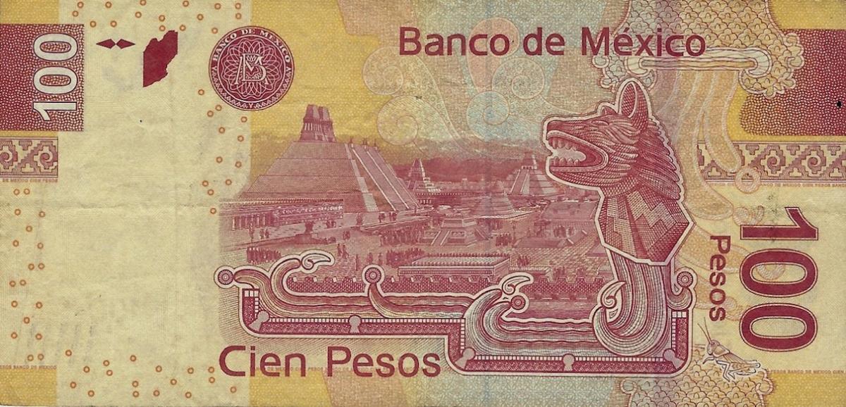 Back of Mexico p124ac: 100 Pesos from 2013