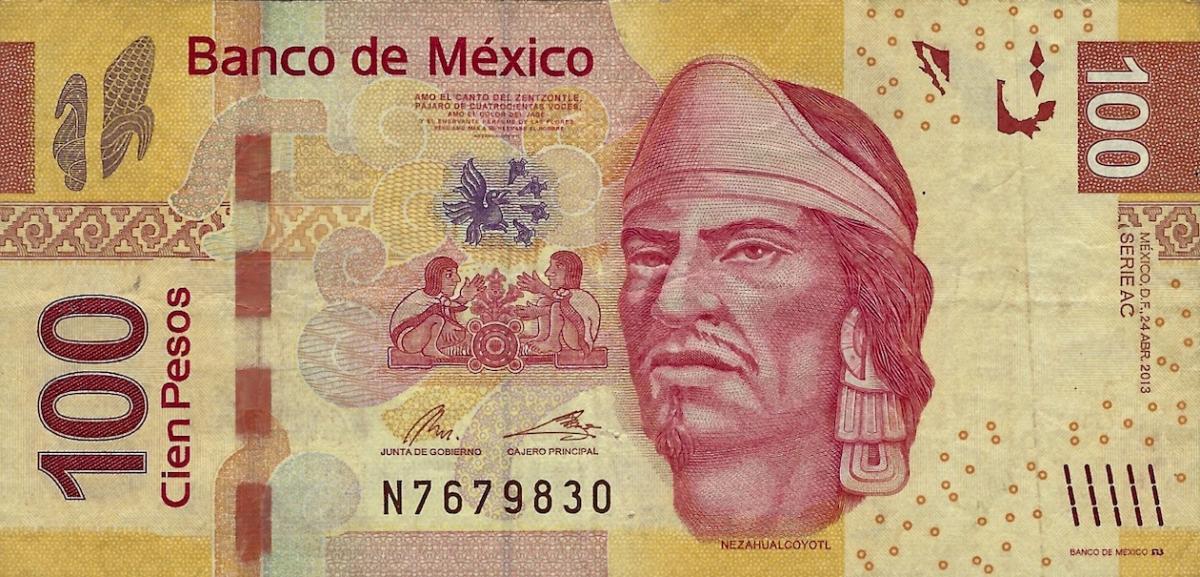 Front of Mexico p124ac: 100 Pesos from 2013