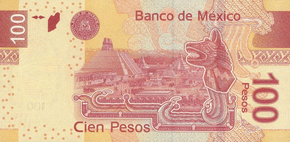 Back of Mexico p124aw: 100 Pesos from 2015