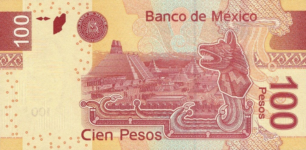 Back of Mexico p124az: 100 Pesos from 2016