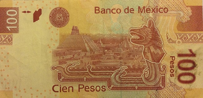 Back of Mexico p124p: 100 Pesos from 2012