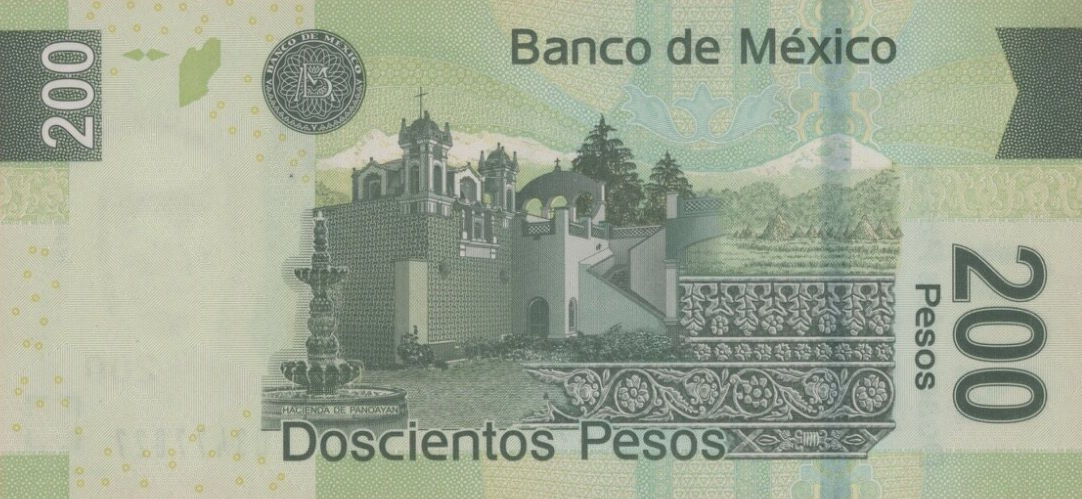 Back of Mexico p125j: 200 Pesos from 2008