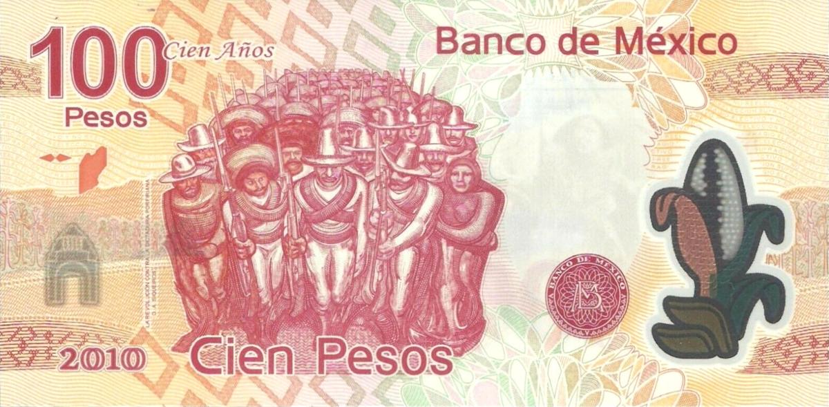 Back of Mexico p128b: 100 Pesos from 2010