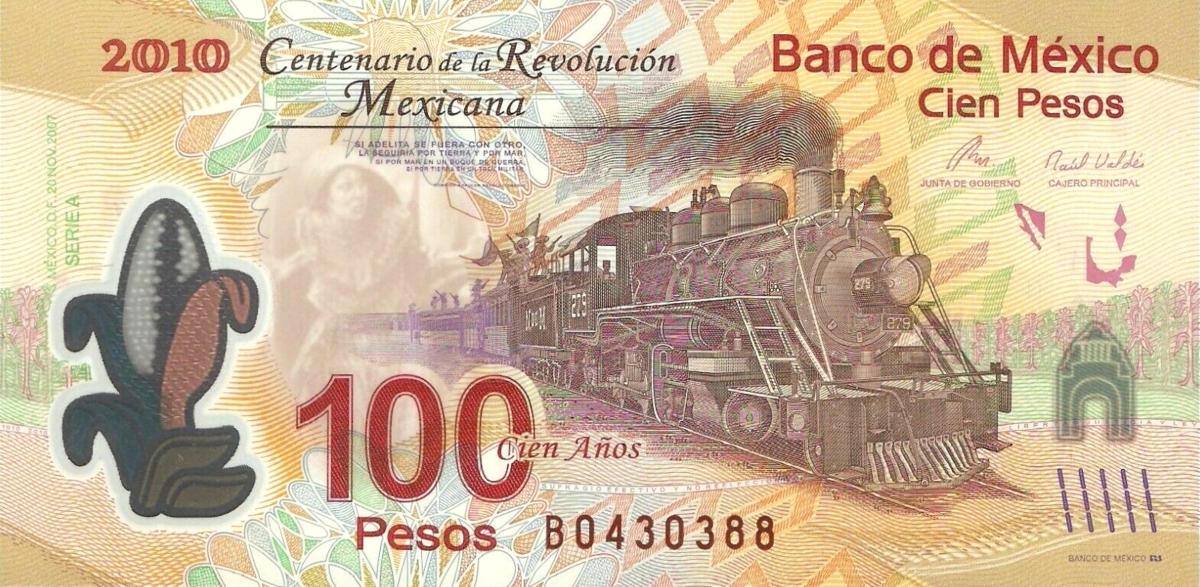 Front of Mexico p128b: 100 Pesos from 2010