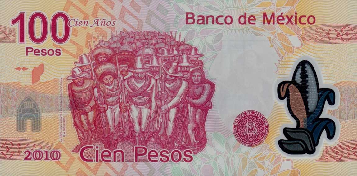 Back of Mexico p128c: 100 Pesos from 2010
