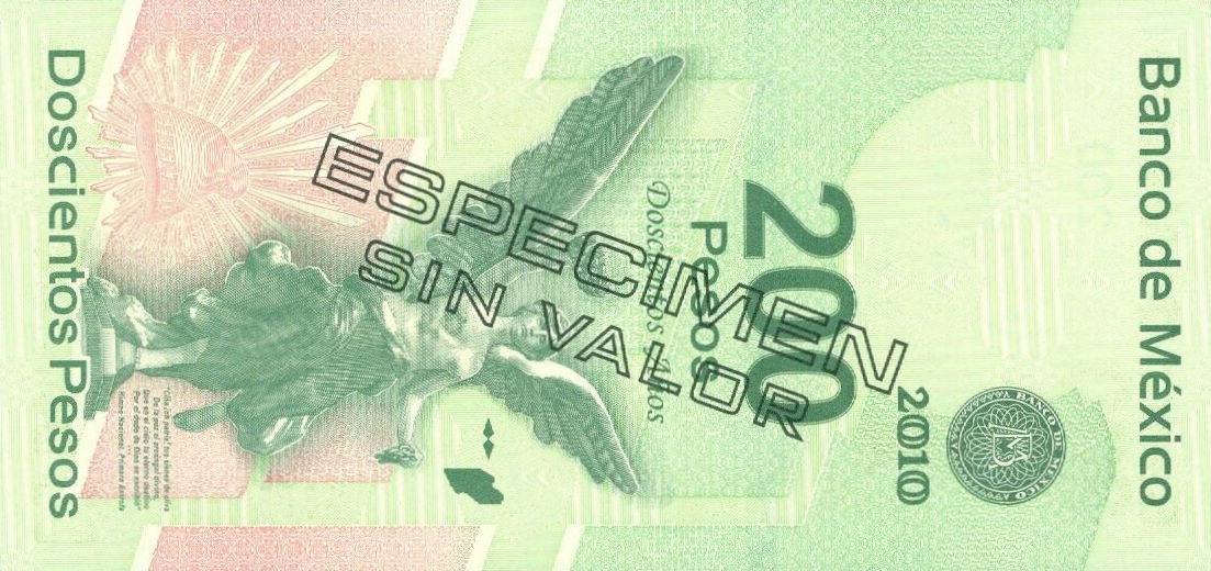Back of Mexico p129s: 200 Pesos from 2008