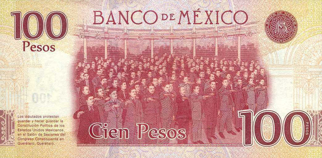 Back of Mexico p130a: 100 Pesos from 2016