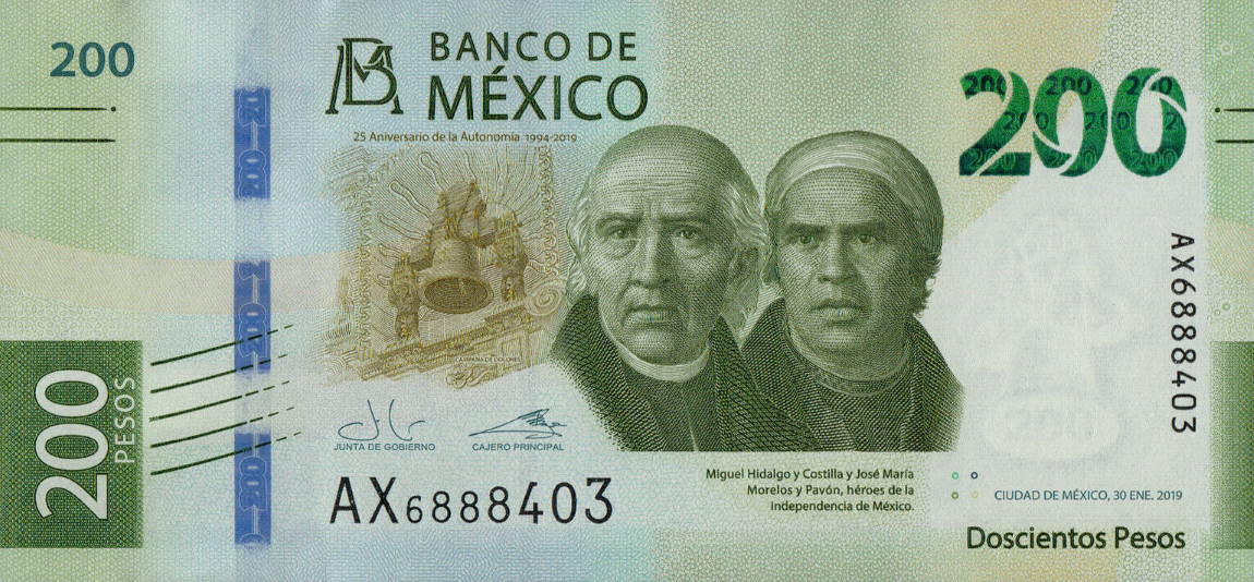 Front of Mexico p135b: 200 Pesos from 2019