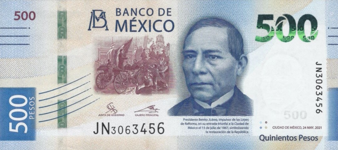 Front of Mexico p133e: 500 Pesos from 2021