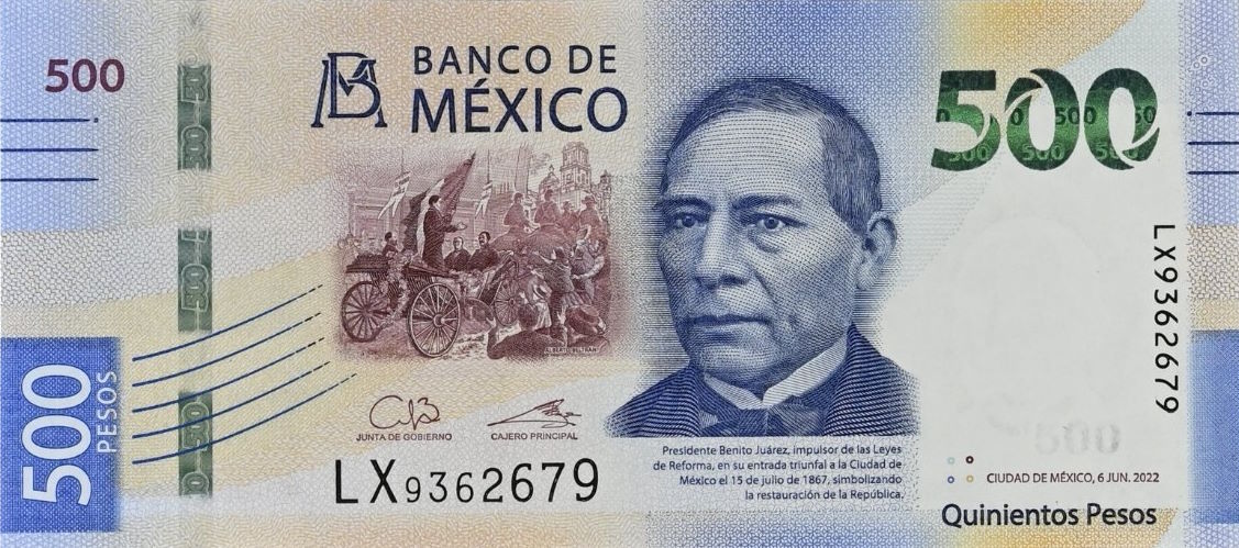 Front of Mexico p133f: 500 Pesos from 2022