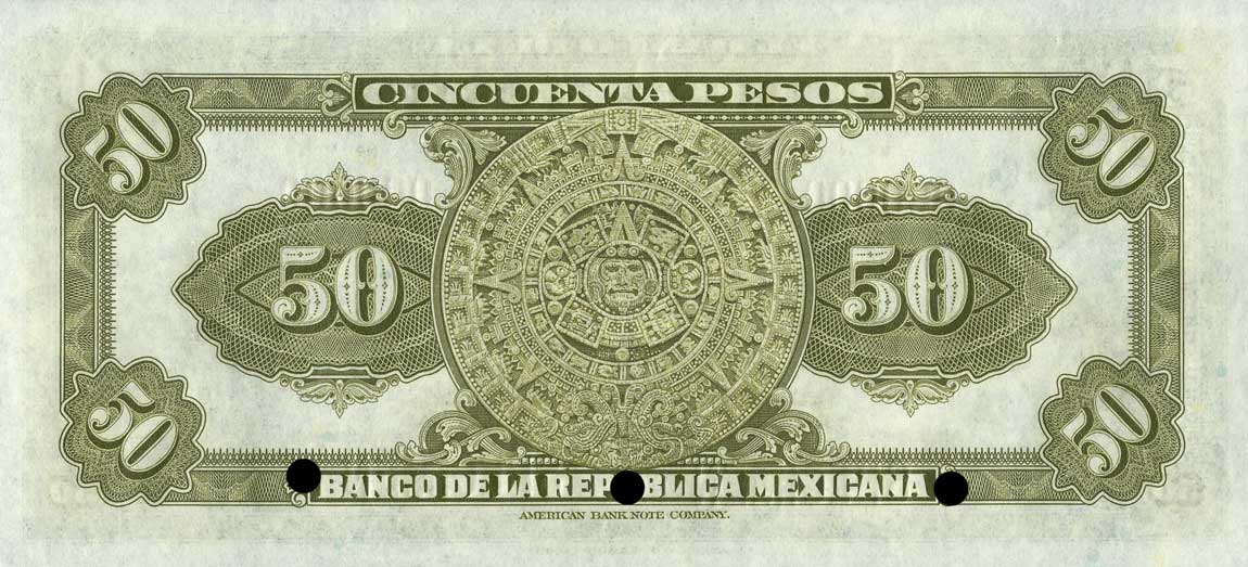 Back of Mexico p14s: 50 Pesos from 1918