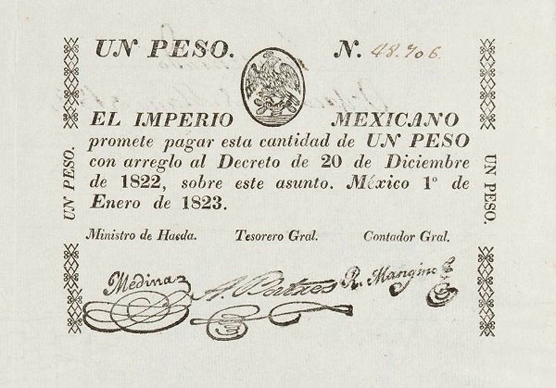 Front of Mexico p1b: 1 Peso from 1823