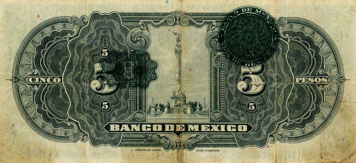 Back of Mexico p21f: 5 Pesos from 1933
