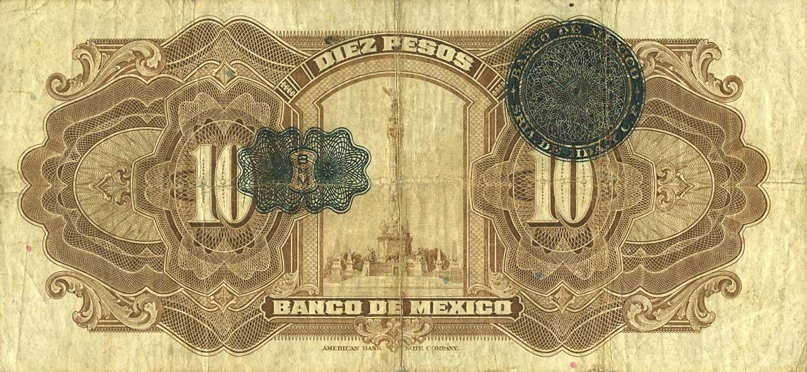 Back of Mexico p22f: 10 Pesos from 1933