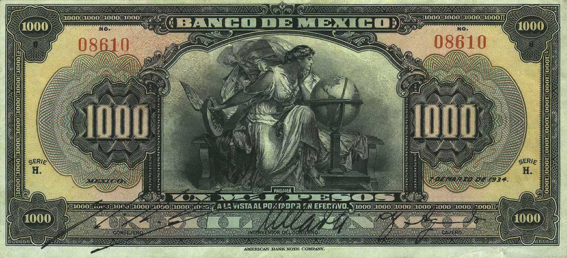 Front of Mexico p27c: 1000 Pesos from 1932
