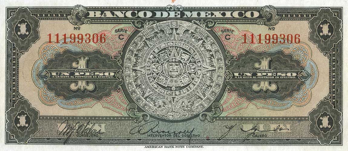 Front of Mexico p28c: 1 Peso from 1936