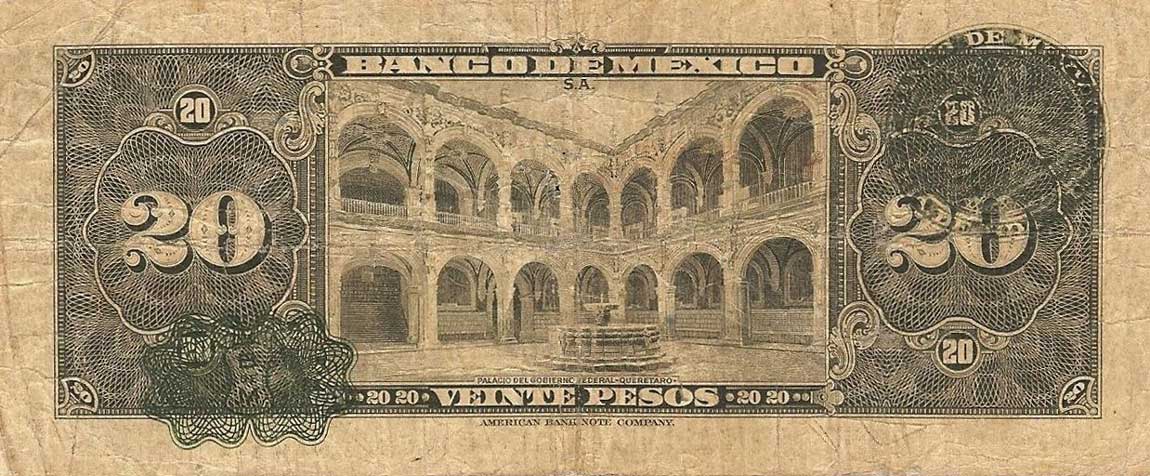 Back of Mexico p36: 20 Pesos from 1937