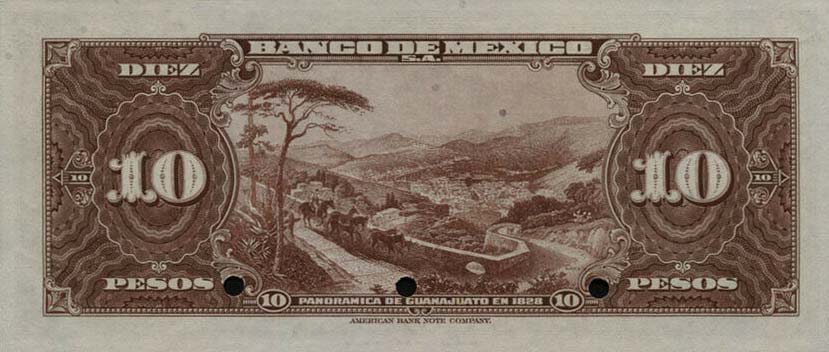Back of Mexico p39s: 10 Pesos from 1945