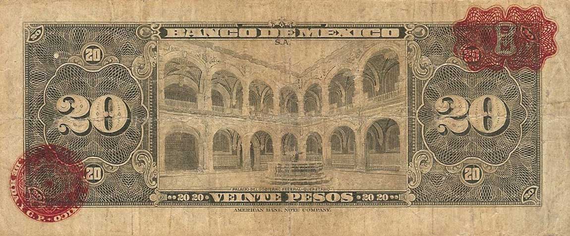 Back of Mexico p40d: 20 Pesos from 1941