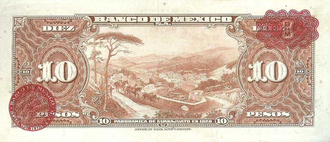 Back of Mexico p47e: 10 Pesos from 1950