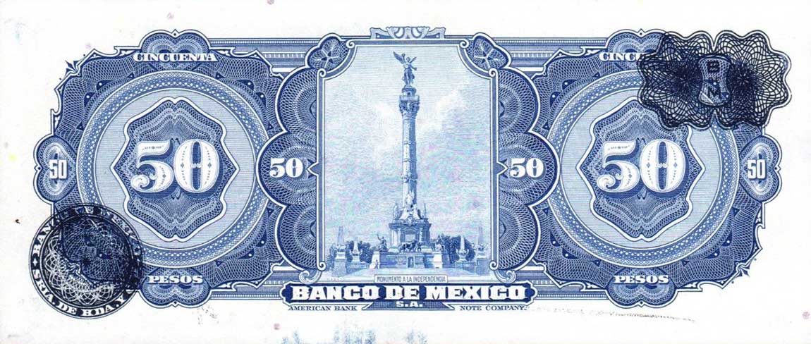 Back of Mexico p49e: 50 Pesos from 1953